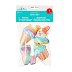 Way To Celebrate Multicolor Slow Rise Squishies Party Favors For Kids And Adults, 4 Count