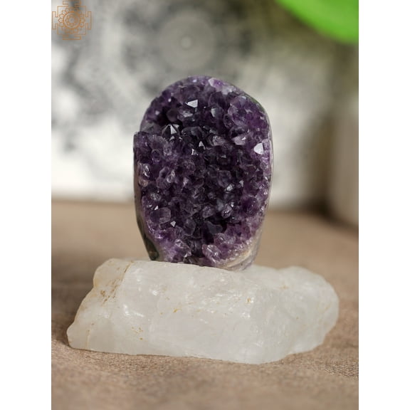 4" Small Amethyst Geode on Crystal Base