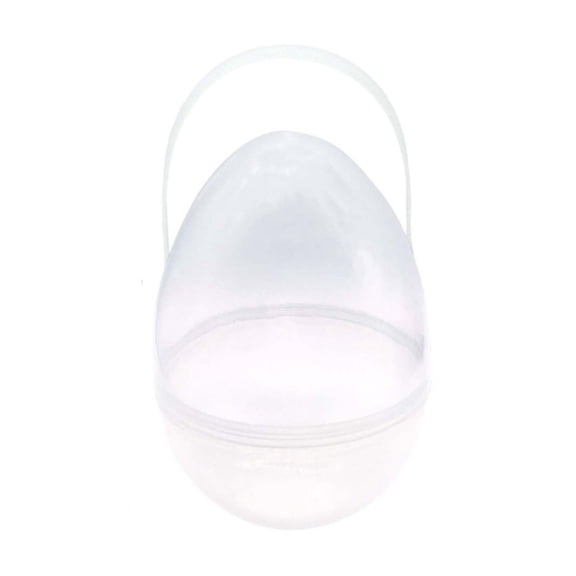 4" Small Clear Plastic Easter Eggs, Easter Egg Bauble Container, Transparent Egg-Shaped Buckets with Handles for Holding Small Toy or Candy Storage, Party Props
