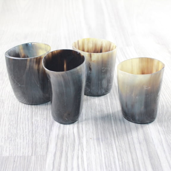 4 Small Horn Glasses #025d Medieval Tankard Double Shot Glass