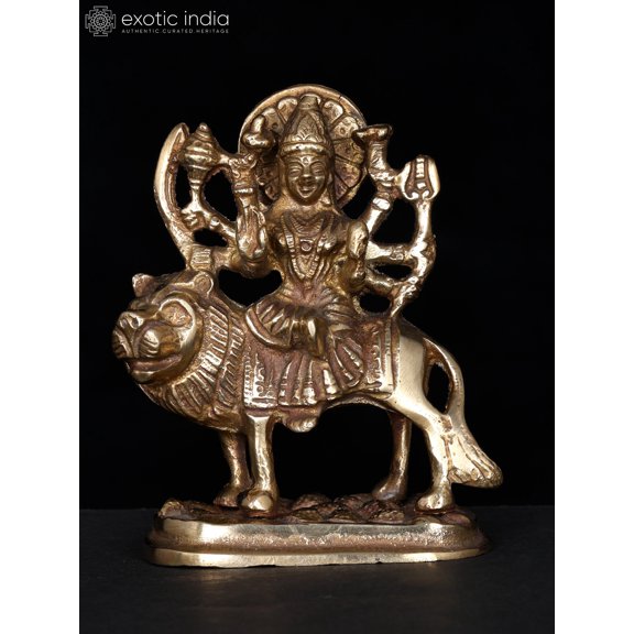 4" Small Sherawali Maa (Goddess Durga) | Brass Statue