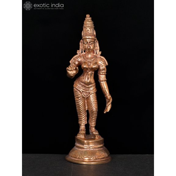 4" Small Standing Goddess Uma (Devi Parvati) | Bronze Statue