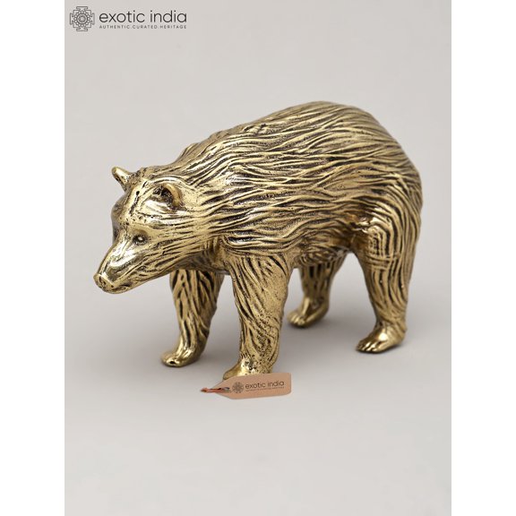 4" Small Superfine Bear Statue in Brass | Table Decor