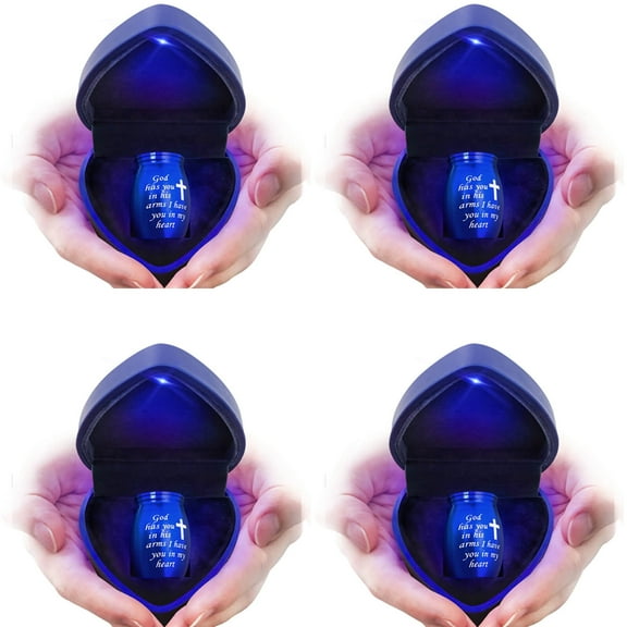 4 Small Urns for Human Ashes Keepsake, Mini Cremation Baby Urna Pet Urn Blue Memorial Gift for Ashes