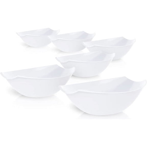 4 Small White Disposable Serving Bowls (32 oz) - With 4 Clear Disposable Plastic Deluxe Salad Spoons & forks