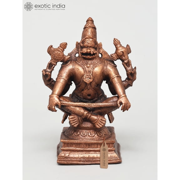 4" Small Yoga Narasimha | Copper Statue