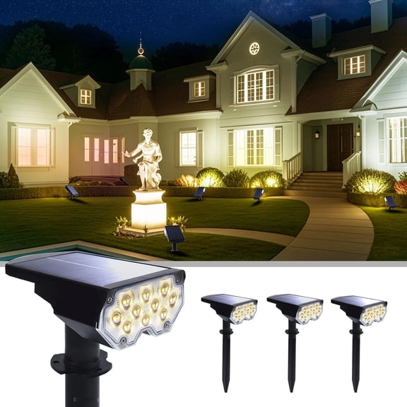 4  Solar  Outdoor Spot Lights Outside  20 LEDs Landscape Spotlights Dusk to  for House Yard Tree, , Walls, Path, Garden, Statues,  Accent Lamp Warm White