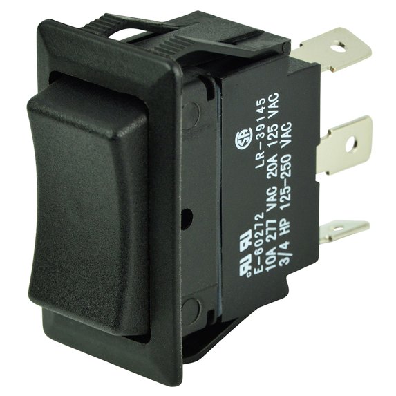 4" Solid Black 25-Ampere BEP SPDT Rocker Switch