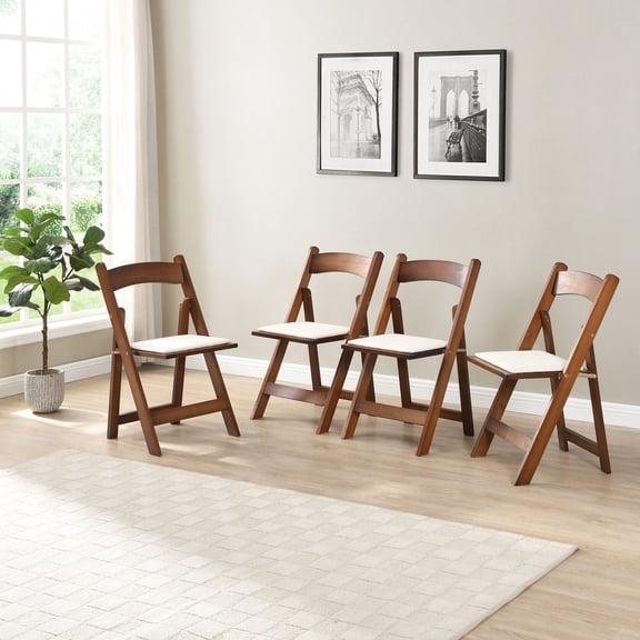 4 Solid Wood Folding Chairs - Easy to Move Around - Indoor and Outdoor Use - Strong and Practical