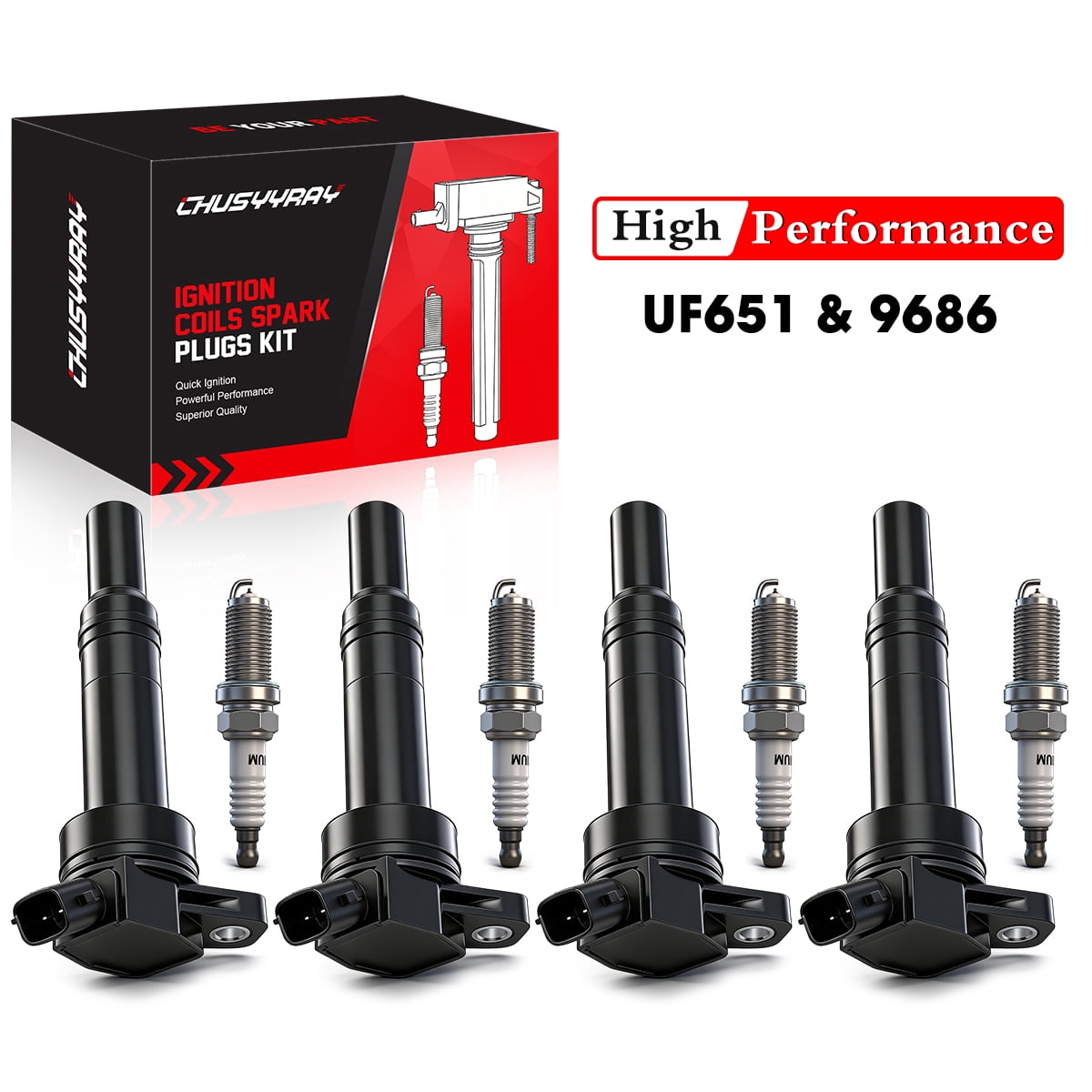 4 Spark Plugs and Ignition Coil Packs C1804 UF651 for Kia Soul 2.0L L4 2012-2019