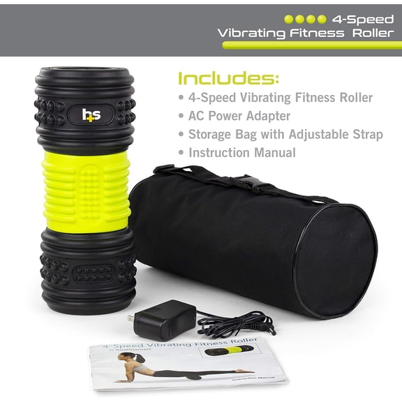 4-Speed Vibrating Exercise Roller Foam /HSA Eligible – Deep Tissue Massage Muscle Recovery & Pain Relief for Full Body | Electric foam Roller for Physical Therapy & Workout