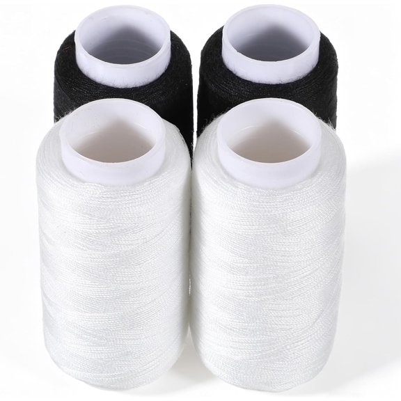 4 Spools All Purpose Sewing Thread, 380 Yards Each Polyester Thread Black & White Sewing Threads Sew Machine Supplies for Beginners, Hand Stitching, Quilting, Serger, Embroidery Stitching