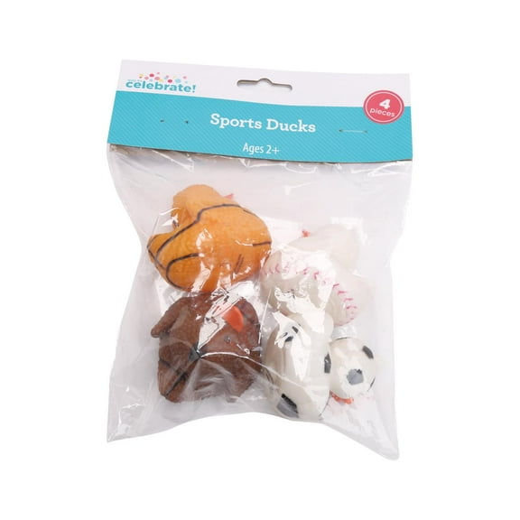 4 Sports Ducks, Mini Rubber Duckies, Way to Celebrate! Party Favors, 4 Ct.