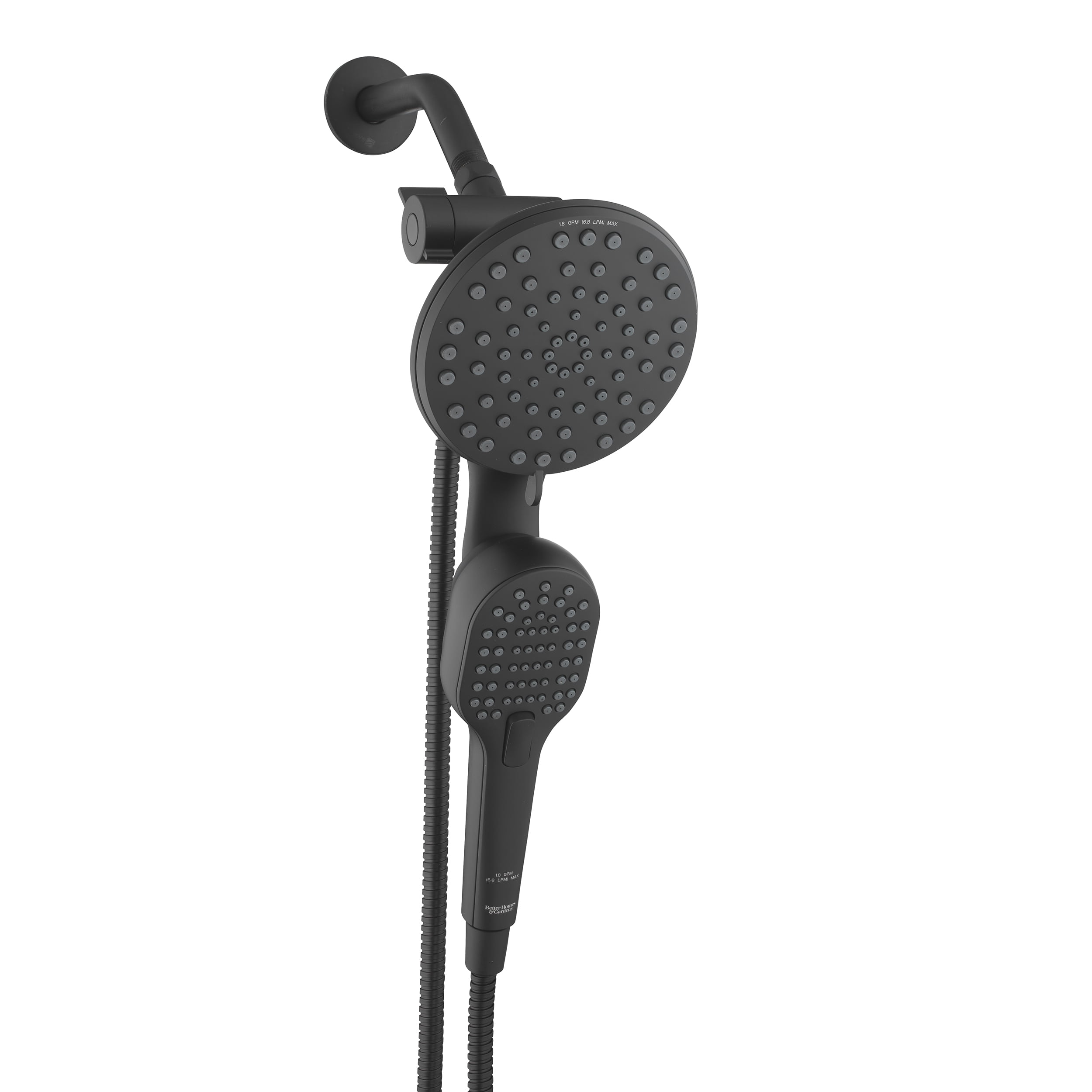 4 Spray Setting Magnetic Combo Showerhead - Dual Showerhead with 2-Spray Wand on Handheld Showerhead in Matte Black