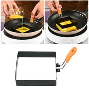 4" Square Egg Rings Set for Frying - 1 Pc Egg Pancake Cooking Rings with Silicone Handle, Bonlting Non Stick Stainless Steel Omelet Maker Egg Mold for Breakfast Sandwiches