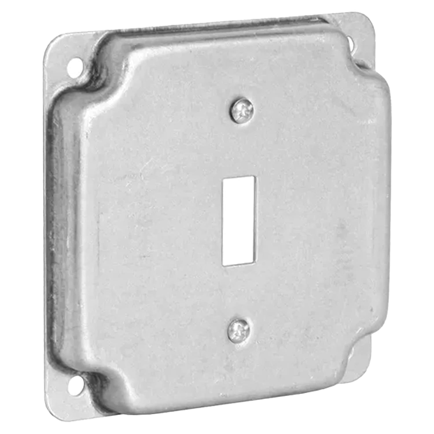 4" Square Toggle Switch Electrical Box Cover, 1/2" Raised, Exposed Work