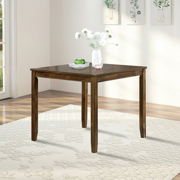 4 Square Wooden Table, Walnut, Timeless Design Walnut Dining Space For 4, & Modern