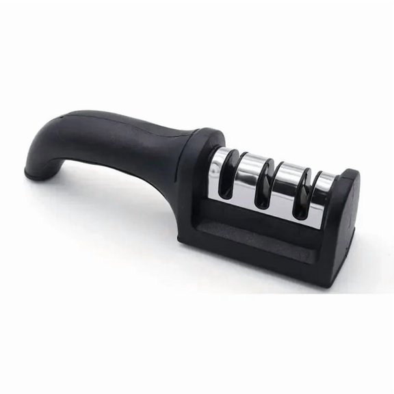 4‑Stage Manual Knife Sharpener, Kitchen Knife Sharpening Tool with Tungsten Carbide Blades, Non‑Slip Base Detachable Washable Knife Sharpener for Chef Knives, Boning Knives & Scissors