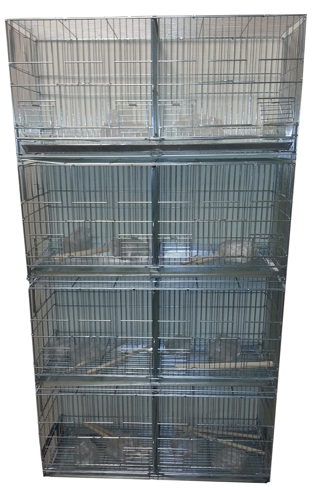 4 of Stainless Galvanized Steel Stackable Double Breeding Breeder Flight Bird Cage with Center Dividers Side Breeding Nest Doors Quail Aviaries Canaries Finches