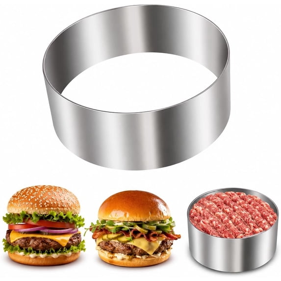 4” Stainless Steel Hamburger Bun Ring Mold, Food-Grade 304, Nonstick ...