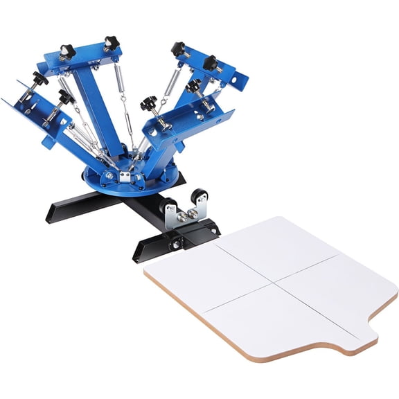 4 Station Screen Printing Press with 360 Rotating Silk Frame, 21.2x17.7in Double-Layer Pallet for T-Shirt and DIY Printing