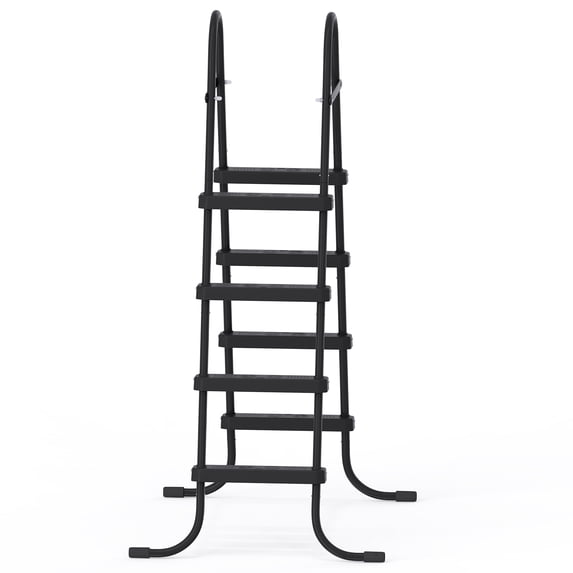 4-Step 52in Iron Pool Ladder (Black Frame + Black Steps)