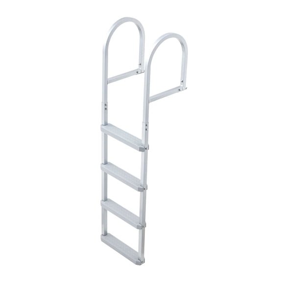 4-Step Aluminum Boat Ladder - Pontoon Dock Swim Ladder with Wide Steps, 500lbs Capacity, Quick Release - Marine Boarding Ladder for Lake, Pool