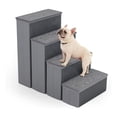 thumbnail image 1 of 4-Step Dog Stairs, 23 Inch Tall Foldable Pet Stairs for Small and Medium Dogs Cats, with Storage Compartments and Non-Slip Bottom, Adjustable Dog Steps for Bed, Couch, or Sofa, 1 of 9