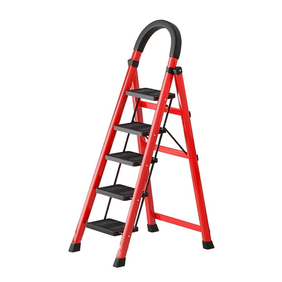 4 Step Folding Ladder with Handle, 500 Lbs Load Capacity, Heavy Duty Lightweight Step Stool, Portable Foldable Ladder for Home, RV, Office & Outdoor Use