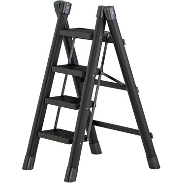 4-Step Wooden Folding Ladder - Solid Pine Step Stool With Anti-Slip Design