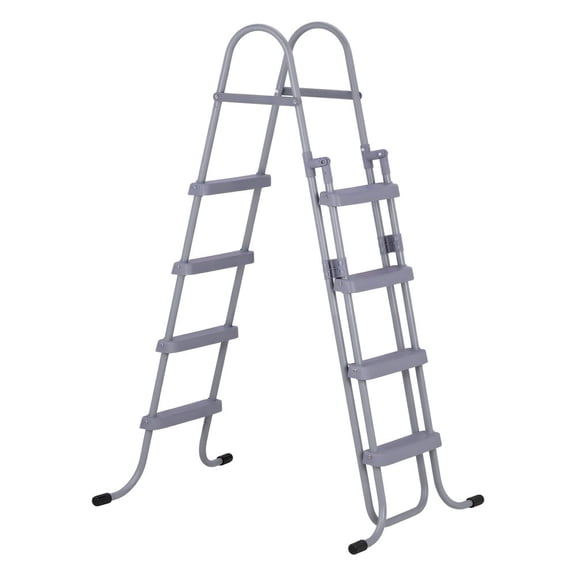 4-Step Above Ground Pool Ladder, Steel A-Frame Pool Stair Fit for 52in Pool Wall, 300LBS Capacity Non-Slip Wide Step with Ergonomic Handrail, Rust Resistant Easy Assembly Outdoor Pool Access Ladder
