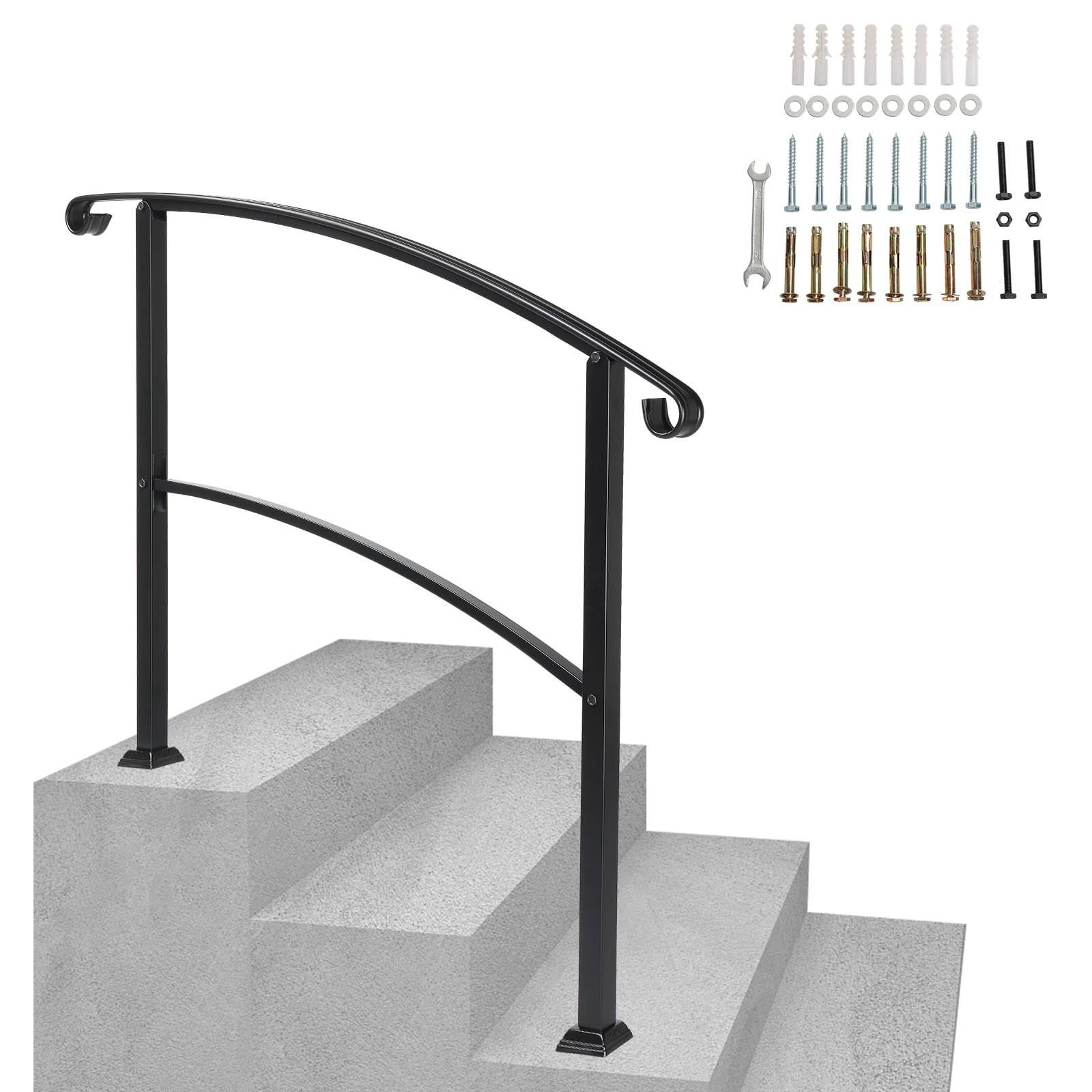 4 Step Handrails for Outdoor Steps, Fit 1 or 4 Steps Outdoor Stair