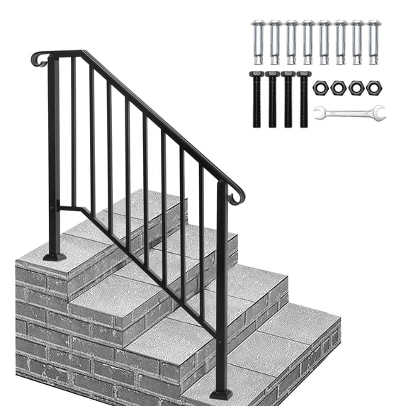 4 Step Handrails for Outdoor Steps, Fit 3 or 4 Steps Outdoor Stair ...