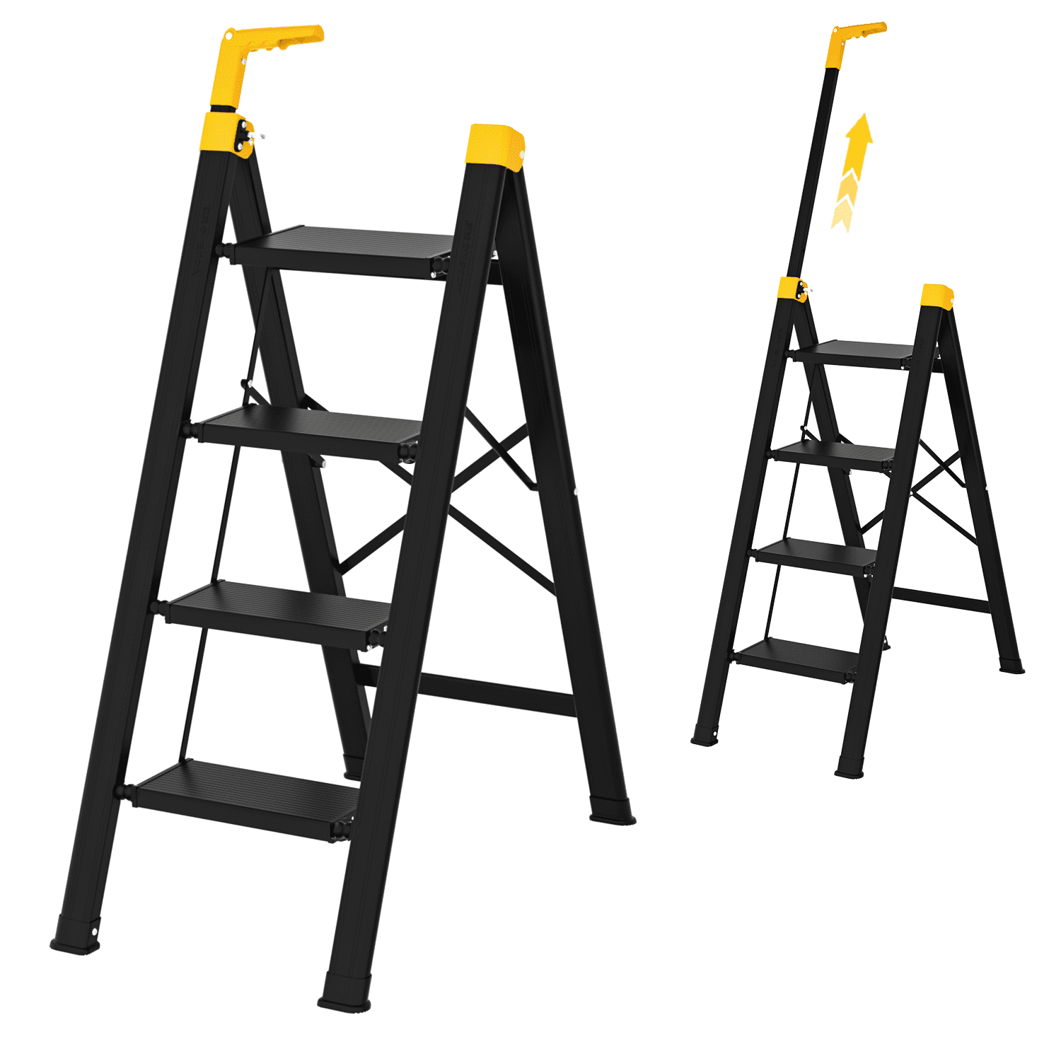 4 Step Ladder,Extendable Single-Handrail Lightweight Aluminum Step ...