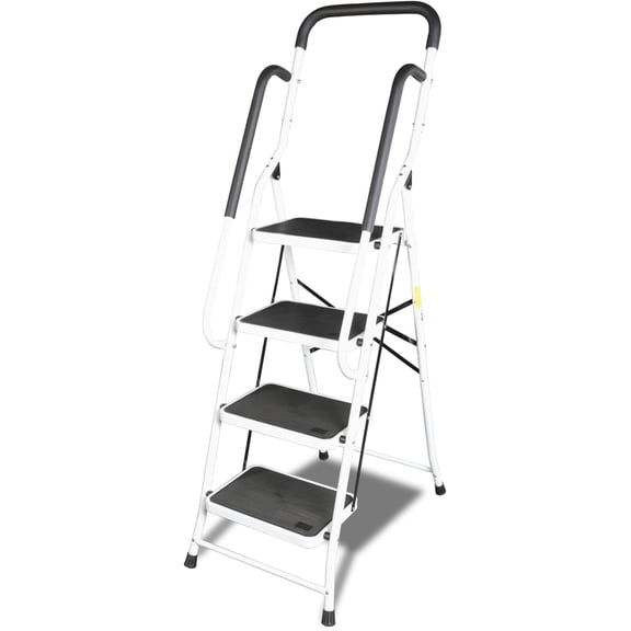 4 Step Ladder, Folding Lightweight Step Stool with Handrails and Wide Anti-Slip Pedal for Home, Office, Kitchen and Garage, Service Height 37.8 inch, 400 lbs Capacity