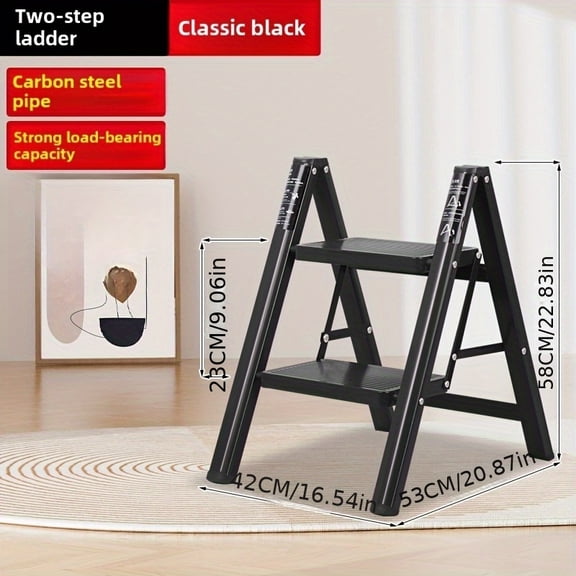 4 Step Ladder,Folding Step Stool with Anti-Slip Wide Pedal, Lightweight Portable, Anti-Slip Feet, SErgonomic Design, Lightweight, Portable for Home/Kitchen/Office（Black/ White）