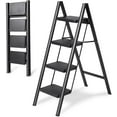 thumbnail image 1 of 4 Step Ladder Folding Step Stool, Heavy Duty 330 Lbs Load Step Ladders for Home, Tall Kitchen/Closet Stepladder for Adults, Black Small & Lightweight Ladder with Anti-Slip Wide Pedals, 1 of 9