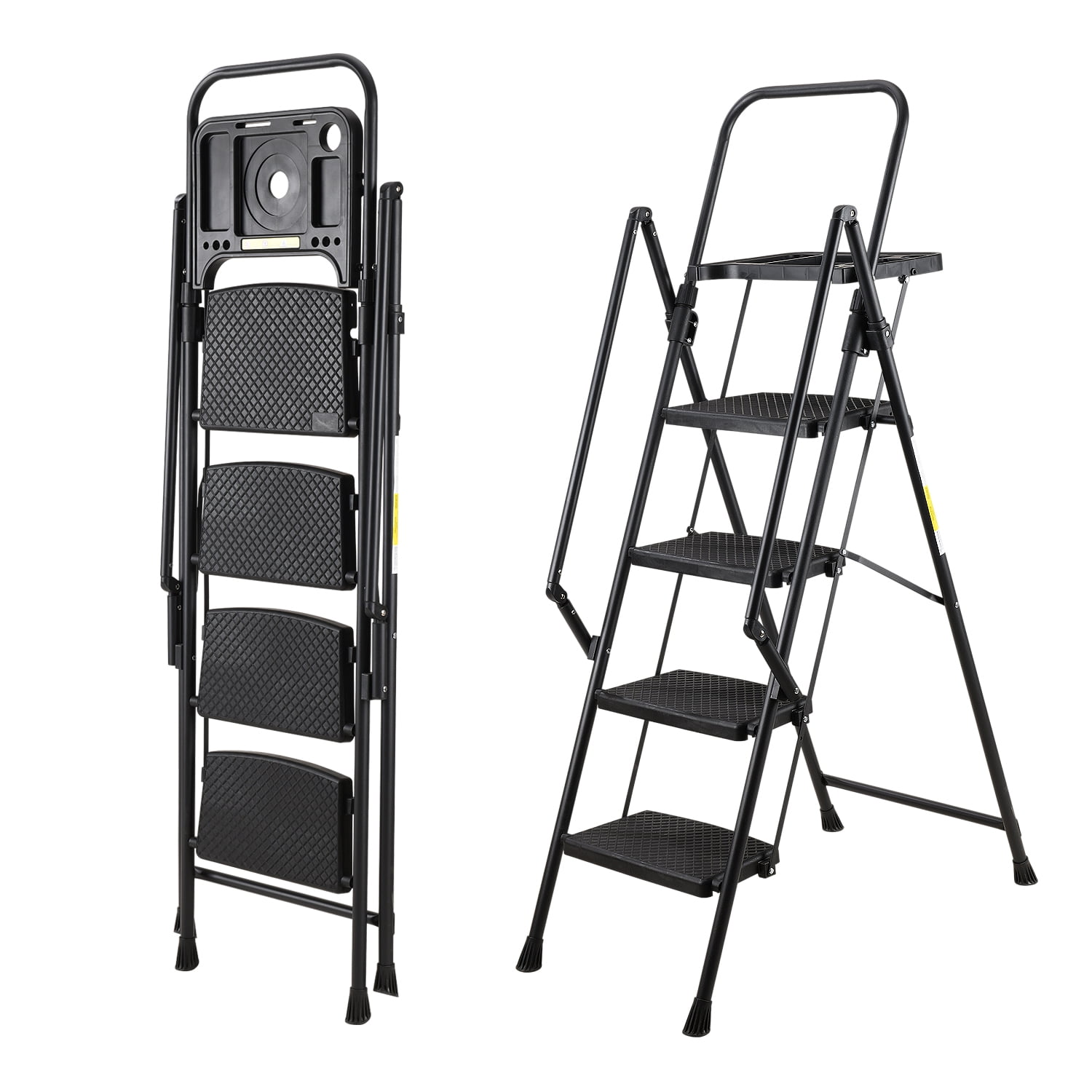 4 Step Ladder, Folding Step Stool with Non-Slip Wide Pedals, Soft ...