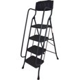 thumbnail image 1 of 4 Step Ladder with Handrails 330 lb Capacity Step Stool Folding Portable Ladders for Home Kitchen Steel Frame with Non-Slip Wide Pedal Stepladder with Attachable Tool Bag, 1 of 7