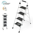 thumbnail image 1 of 4 Step Ladder, KK KINGRACK Folding Metal Step Stool with Wide Pedal & Safety Lock for Home Office, 330 lbs, White, 1 of 7