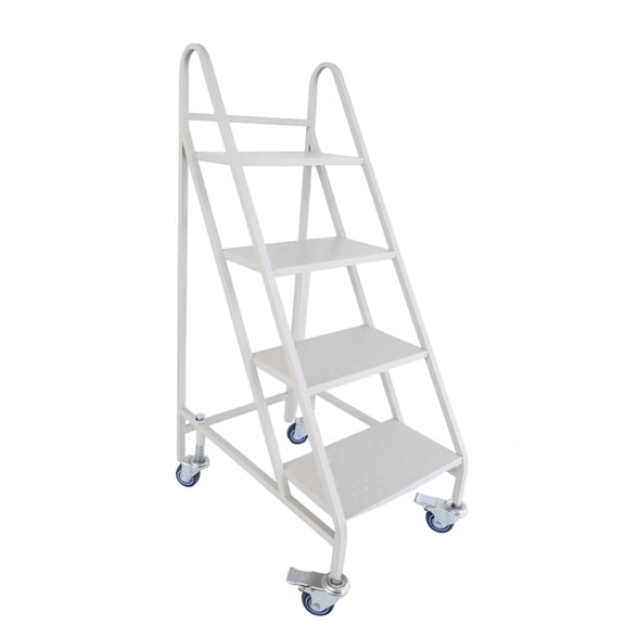 4 Step Ladder for Stairs with Locking Wheels, Easy Assembly Non-Slip Steel Treads, 800 lbs Rolling Step Ladder for Home Garage Storage