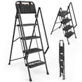 thumbnail image 1 of 4-Tier Step Ladder with Extended Top Handrail, Anti-Tip Design, 400lbs Capacity, 1 of 9