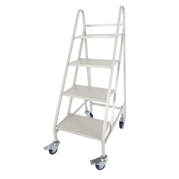 4 Step Library Rolling Ladder with 360° Swivel Casters, Non-Slip Steel Platform Sturdy Frame, 800 lbs Capacity for Retail Shop Classroom Office