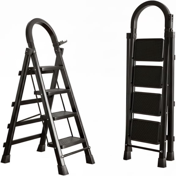 4 Step Lightweight Folding Step Ladder steel Step Stool with Widened Anti-Slip Strip Pedal Convenient Handgrip,Multi-use for Household and Office