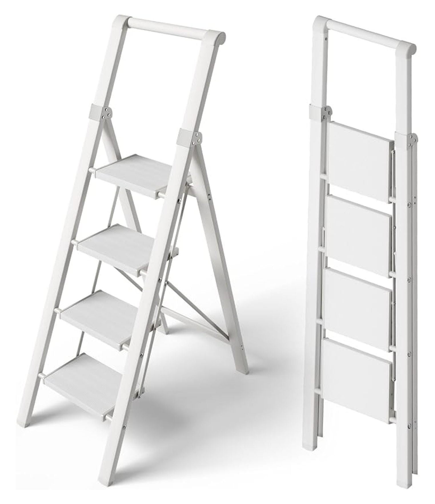 4-Step Portable Folding Ladder with Wide Pedal, Lightweight Aluminum ...