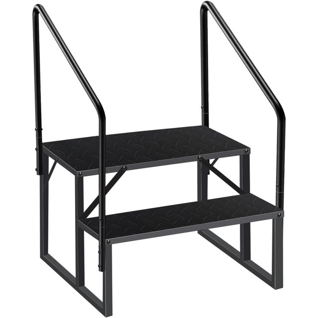 4 Step RV Stairs with 2 Handrails｜Update 3.0 Outdoor RV Steps with Anti