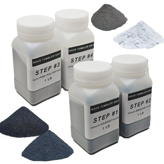 4-Step Rock Tumbler Grit Set,Rock Tumbler Grit Polish Refill Kit,Includes Step #1,#2,#3,#4 Grits,Ideal for Any Rock Tumbler & Stone Polisher,1 LB Each Step