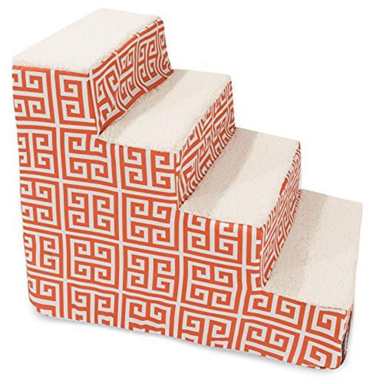 Orange and White Geometric Pattern 4-Step Pet Stairs