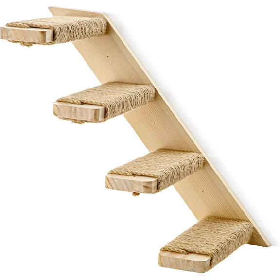 4 Steps Cat Wall Shelves Cat Wall Stairs (Brownish White, 1 Pack 4 Steps, 1)
