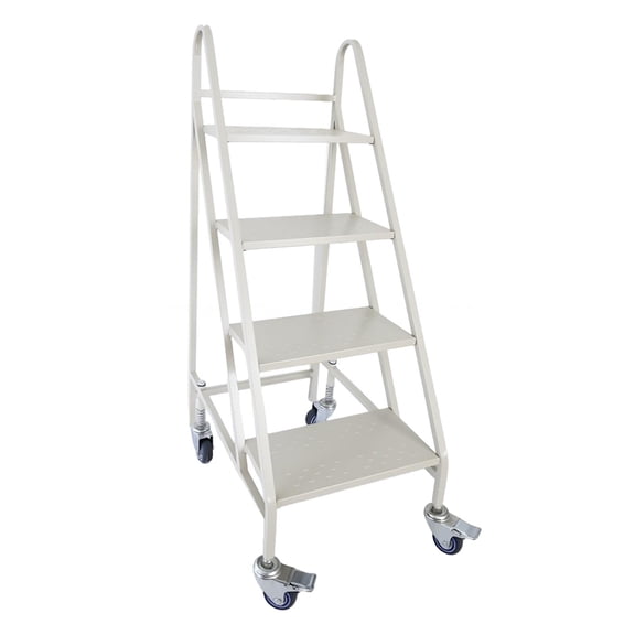 4 Steps Rolling Ladder with Handrails,Rolling Steps Ladder,Steel Industrial Platform Ladders for Garage,Distribution Center